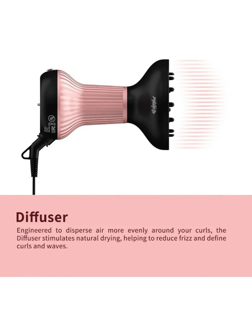 Curly Hair Diffuser & Hair Dryer Combo - Boost Curls, Volume & Shine